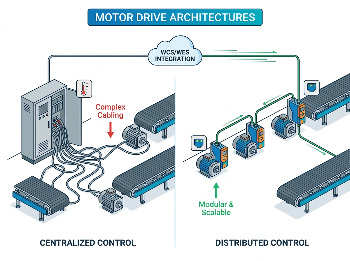 Communication industrielle dans les entra&icirc;nements motoris&eacute;s pour les syst&egrave;mes de tri